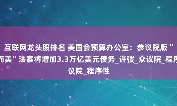 互联网龙头股排名 美国会预算办公室：参议院版“大而美”法案将增加3.3万亿美元债务_许弢_众议院_程序性
