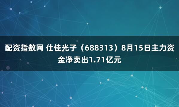 配资指数网 仕佳光子（688313）8月15日主力资金净卖出1.71亿元